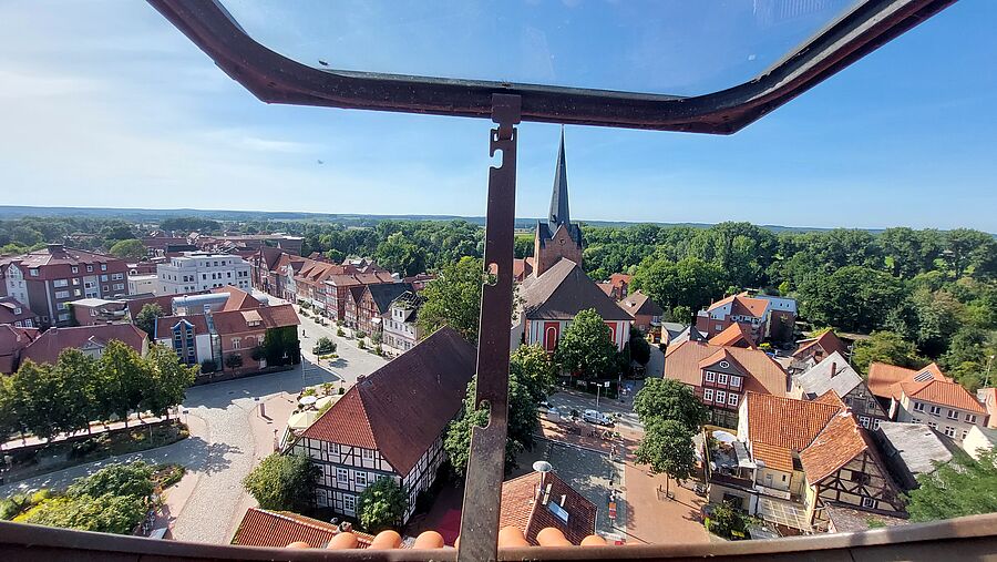 Aussicht aus dem Dachgeschoss des Waldemarturms Dannenberg