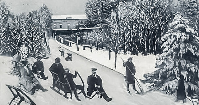 Wintersport um 1900 in Bad Sachsa auf dem Raven