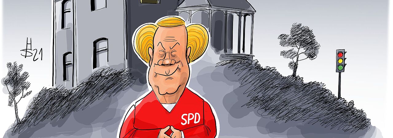 Karikatur von Olaf Scholz