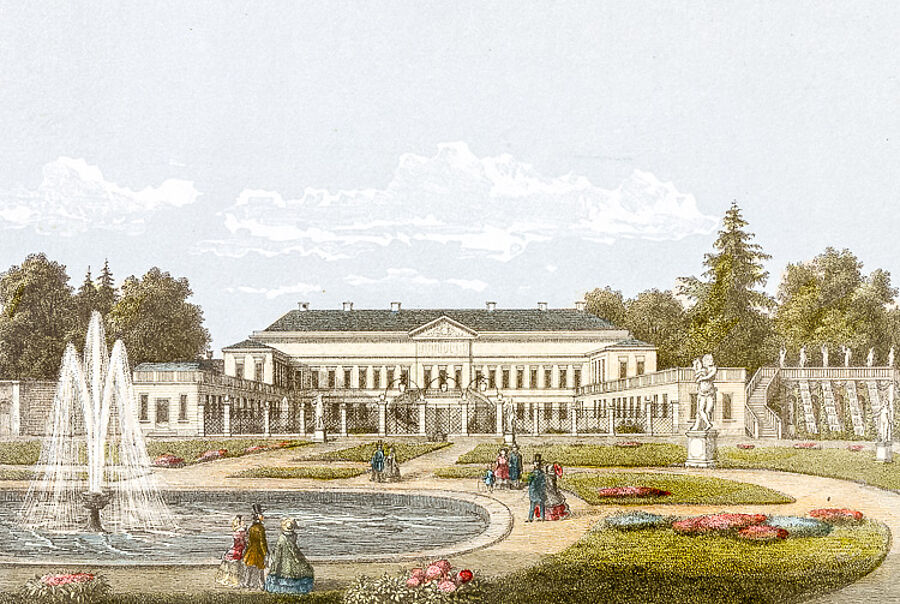 Großer Garten Herrenhausen, Lithografie von Kretschmer (Ausschnitt), 1859