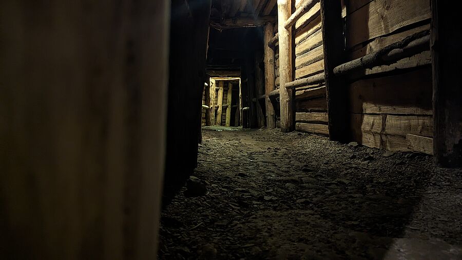 Blick in das untertägige Stollennetzwerk des Oberharzer Bergwerksmuseums 