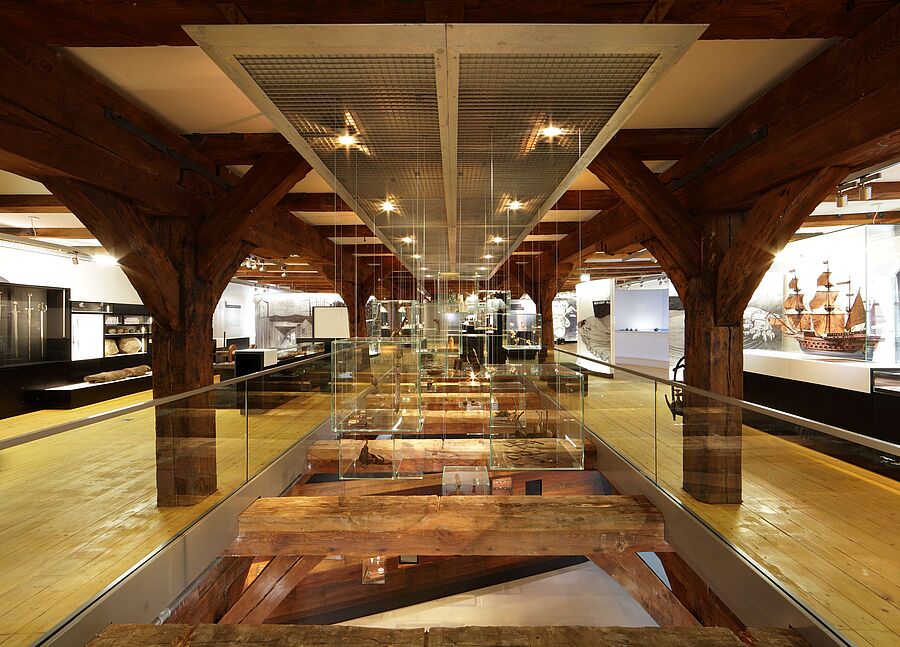 Blick in die Ausstellung zur Hansezeit im Museum Schwedenspeicher