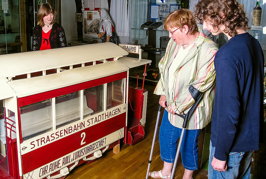 Modell einer Pferdestraßenbahn, die um 1900 in Stadthagen fuhr