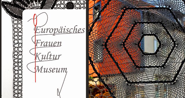 Außenansicht des Europäischen Fraukulturmuseums, aufgenommen durch ein Netzt