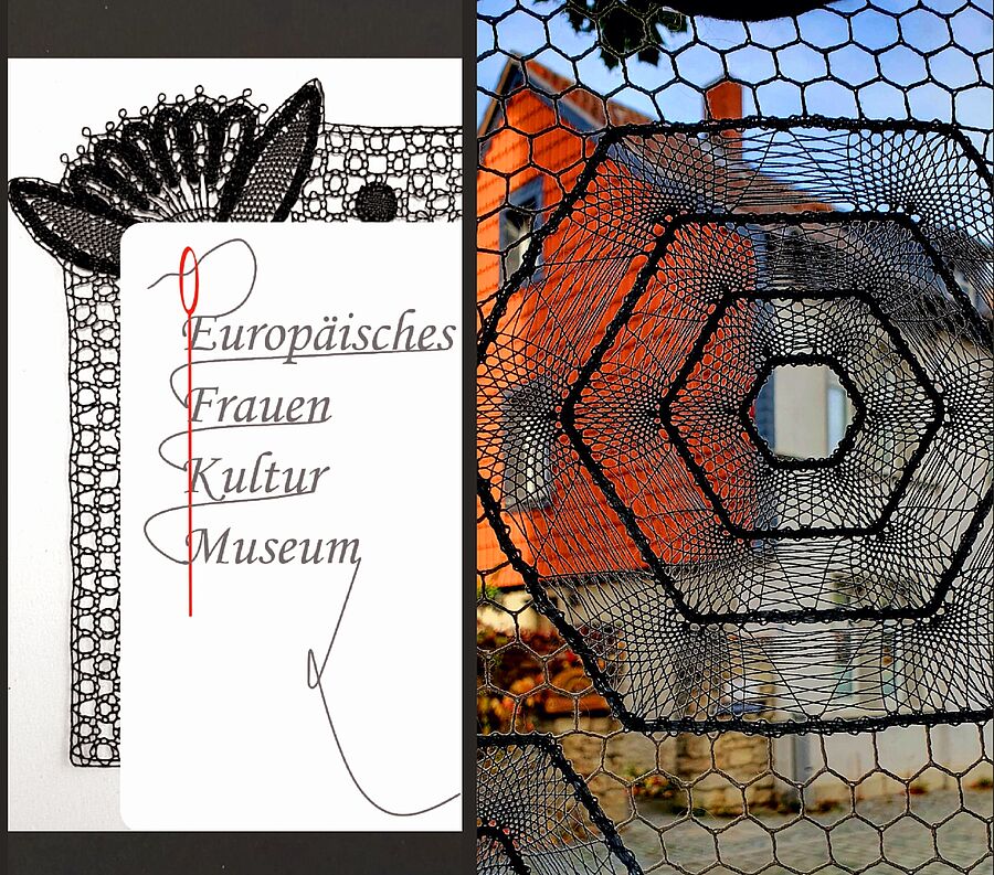 Außenansicht des Europäischen Fraukulturmuseums, aufgenommen durch ein Netzt