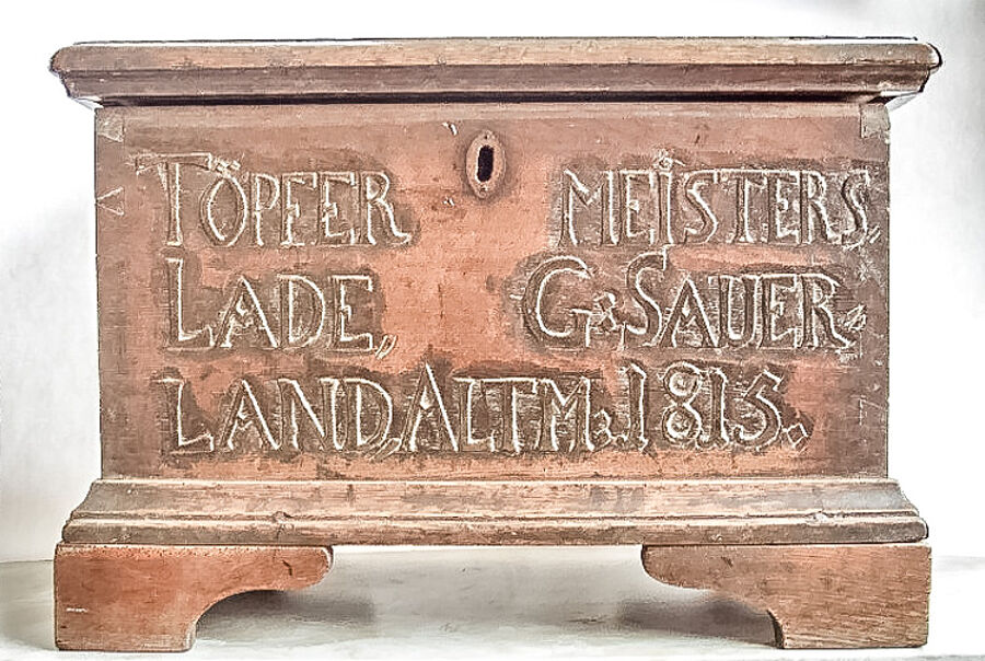 Töpferlade, Holz, Duingen 1815 - Töpfermuseum Duingen
